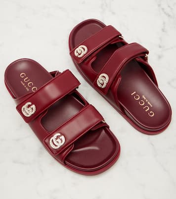 Sandalen GG aus Leder mit Kristallen | Gucci