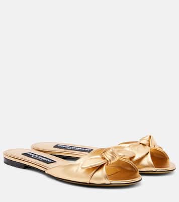 Verzierte Pantoletten aus Metallic-Leder | Dolce&Gabbana