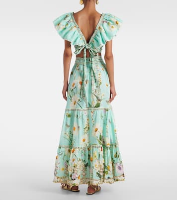 Floral tiered linen maxi skirt | Camilla