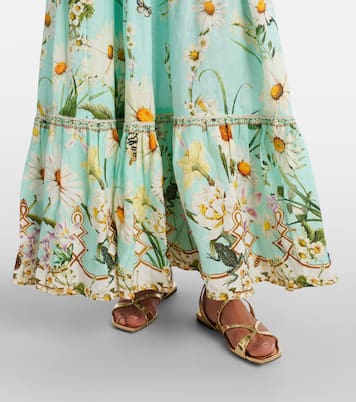 Floral tiered linen maxi skirt | Camilla