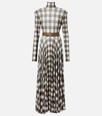 Checked turtleneck jersey midi dress | Norma Kamali