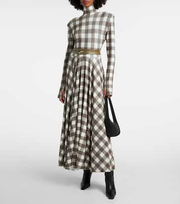 Checked turtleneck jersey midi dress | Norma Kamali