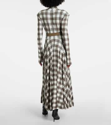 Checked turtleneck jersey midi dress | Norma Kamali