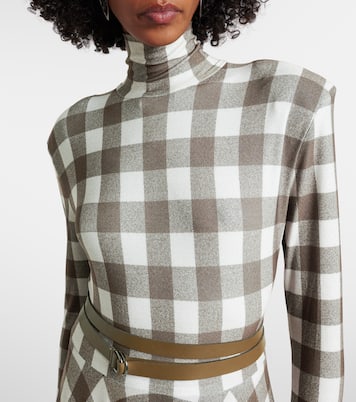 Checked turtleneck jersey midi dress | Norma Kamali