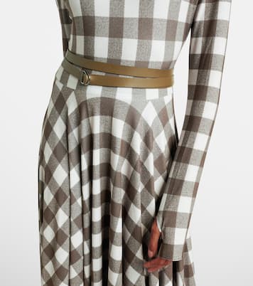 Checked turtleneck jersey midi dress | Norma Kamali