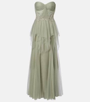Embellished tulle corset gown | Costarellos
