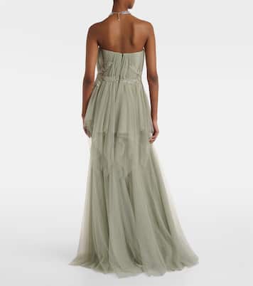 Embellished tulle corset gown | Costarellos