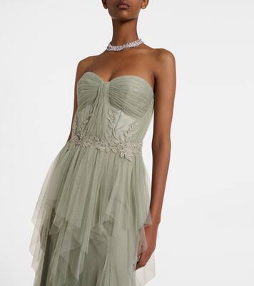 Embellished tulle corset gown | Costarellos