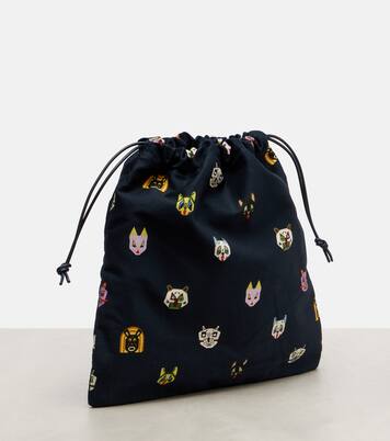 x Louis Wain Cat Small denim pouch | Loewe