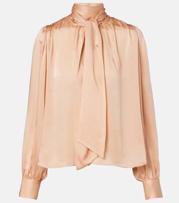 Ornament tie-neck silk chiffon blouse | Ulla Johnson
