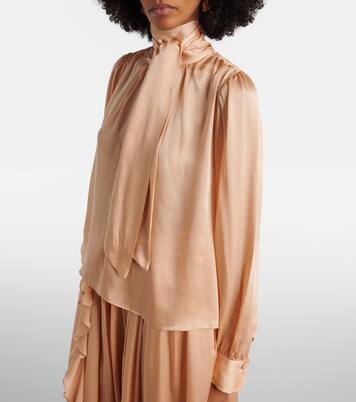 Ornament tie-neck silk chiffon blouse | Ulla Johnson