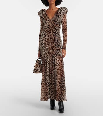 Leopard-print cloqué maxi dress | Ganni