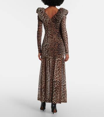 Leopard-print cloqué maxi dress | Ganni