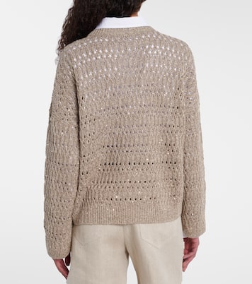 Pullover aus Leinengemisch mit Pailletten | Brunello Cucinelli