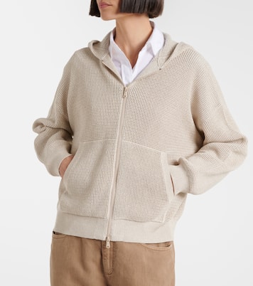 Sweat-shirt à capuche en lamé et coton mélangé | Brunello Cucinelli