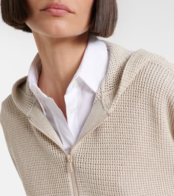 Sweat-shirt à capuche en lamé et coton mélangé | Brunello Cucinelli