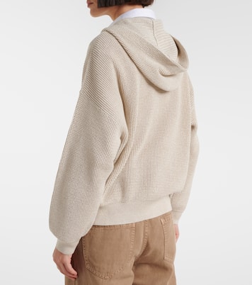 Sweat-shirt à capuche en lamé et coton mélangé | Brunello Cucinelli