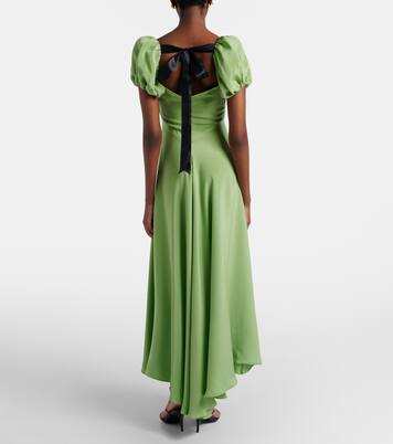 Puff-sleeve silk crêpe maxi dress | Rodarte