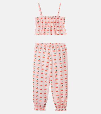 Cherries cotton top and pants set | Tinycottons