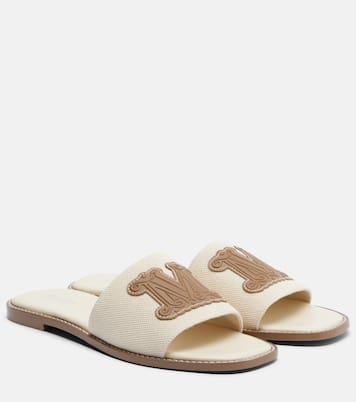 Caucaso leather-trimmed canvas slides | Max Mara