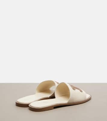 Caucaso leather-trimmed canvas slides | Max Mara