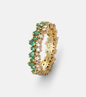 Bague en or 18 ct, diamants et émeraudes | Suzanne Kalan