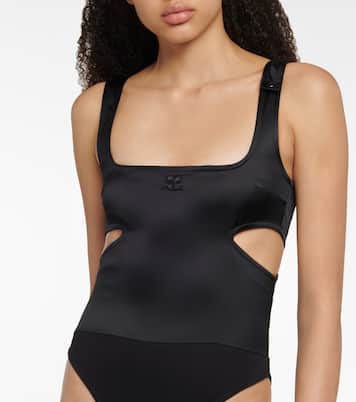 Logo cutout satin bodysuit | Courrèges