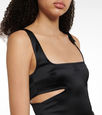 Logo cutout satin bodysuit | Courrèges