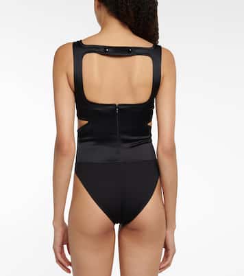 Logo cutout satin bodysuit | Courrèges