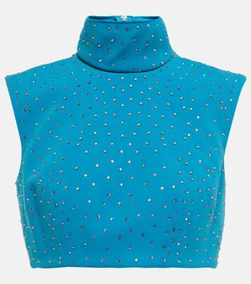 Top raccourci Henley en crêpe à ornements | Alex Perry