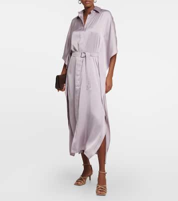 Hemdblusenkleid aus Satin | Brunello Cucinelli