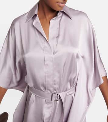 Hemdblusenkleid aus Satin | Brunello Cucinelli
