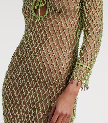 Verziertes Maxikleid aus Mesh | Self-Portrait
