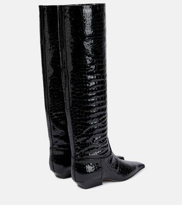 Croc-effect patent leather knee-high boots | Khaite