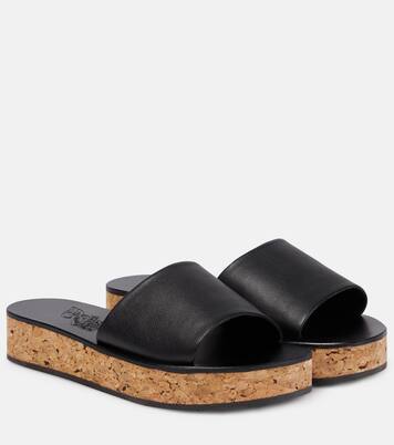 Taygete cork and leather platform slides | Ancient Greek Sandals