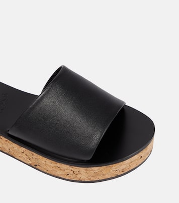 Taygete cork and leather platform slides | Ancient Greek Sandals