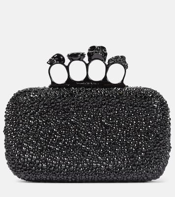 Clutch Knuckle in pelle con cristalli | McQueen