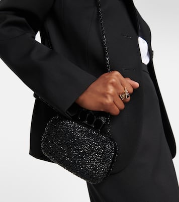 Clutch Knuckle in pelle con cristalli | McQueen