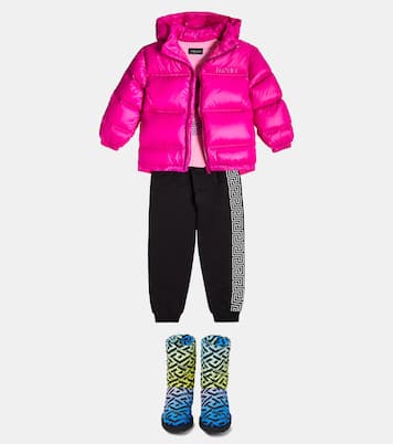 Giacca con pannelli in piuma e cappuccio | Versace Kids