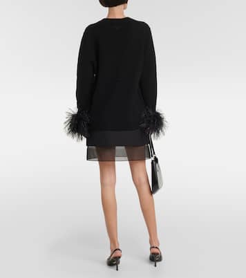 Feather-trimmed cashmere cardigan | Prada