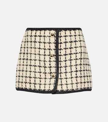 Mini-jupe en laine et coton à carreaux | Miu Miu