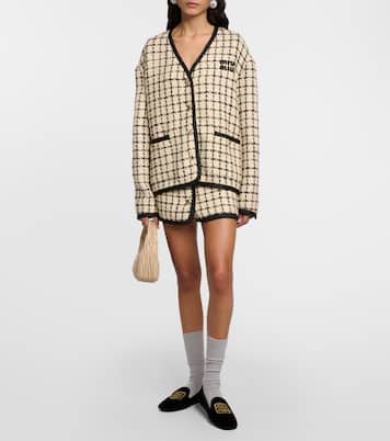 Mini-jupe en laine et coton à carreaux | Miu Miu