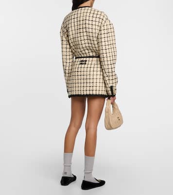 Mini-jupe en laine et coton à carreaux | Miu Miu