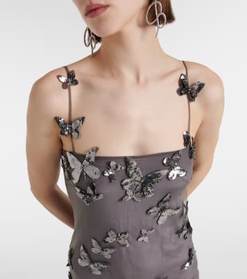 Butterfly-appliqué tulle maxi dress | Blumarine