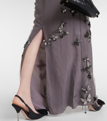 Butterfly-appliqué tulle maxi dress | Blumarine