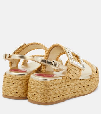 Embellished raffia platform sandals | Roger Vivier