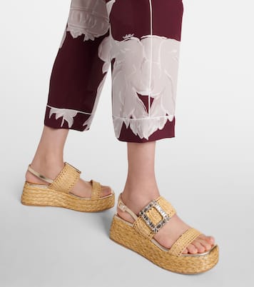 Embellished raffia platform sandals | Roger Vivier