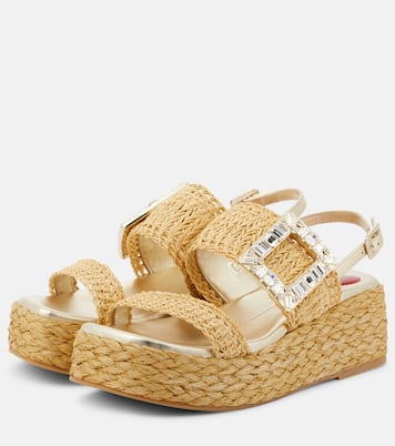 Embellished raffia platform sandals | Roger Vivier
