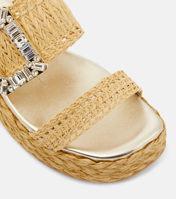 Embellished raffia platform sandals | Roger Vivier