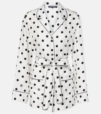 Camisa de pijama de sarga de seda con lunares | Dolce&Gabbana